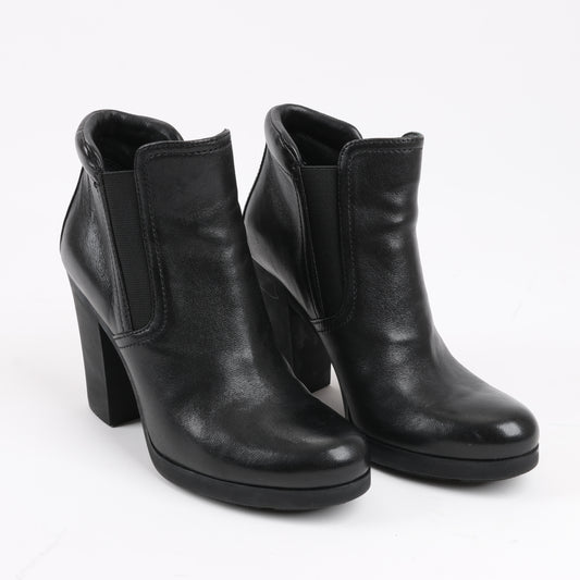 Prada Sport Leather Side Gore Ankle Boots in Black 3TP022, Size 38 EU