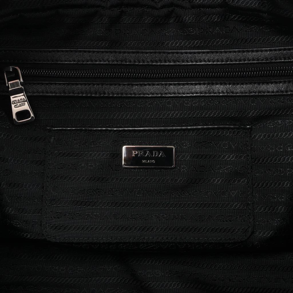 Prada Tessuto Impuntu Nylon x Leather 2Way Handbag in Black BL0722