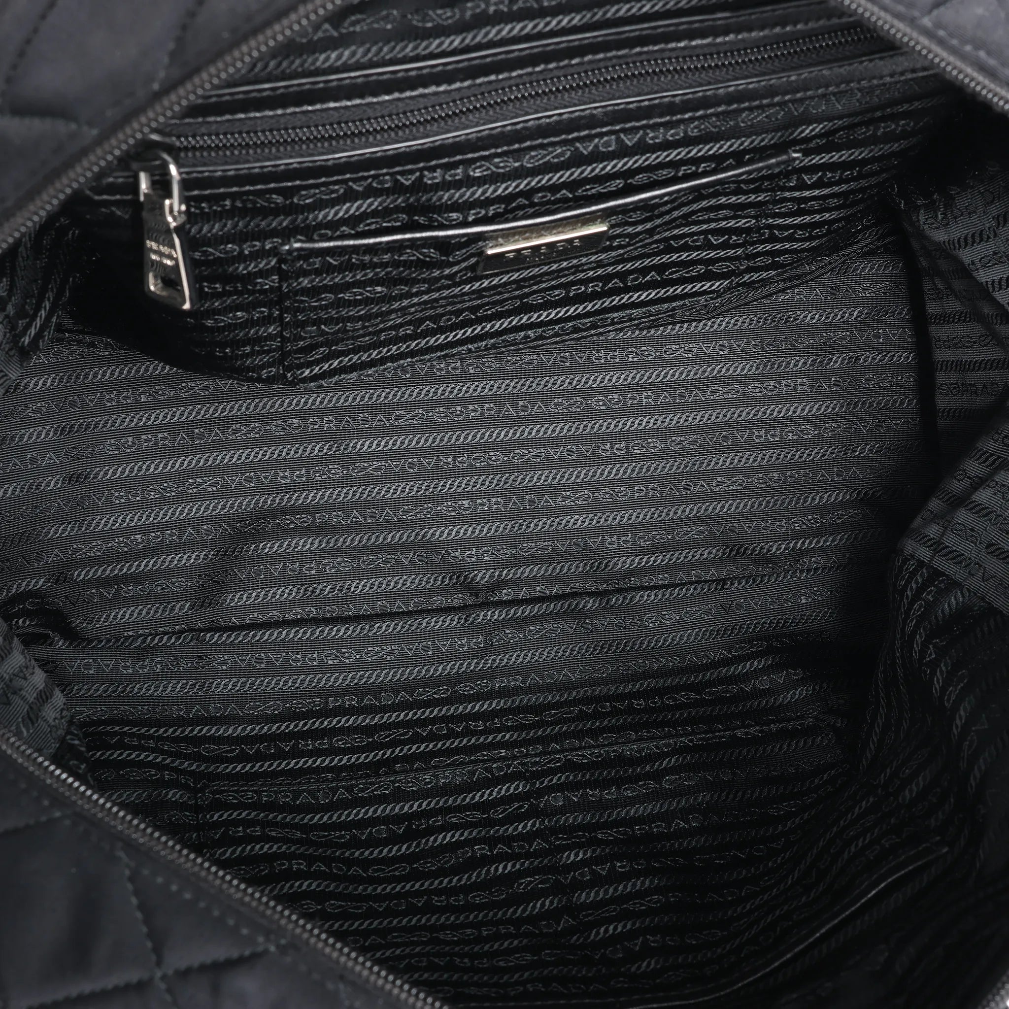 Prada Tessuto Impuntu Nylon x Leather 2Way Handbag in Black BL0722