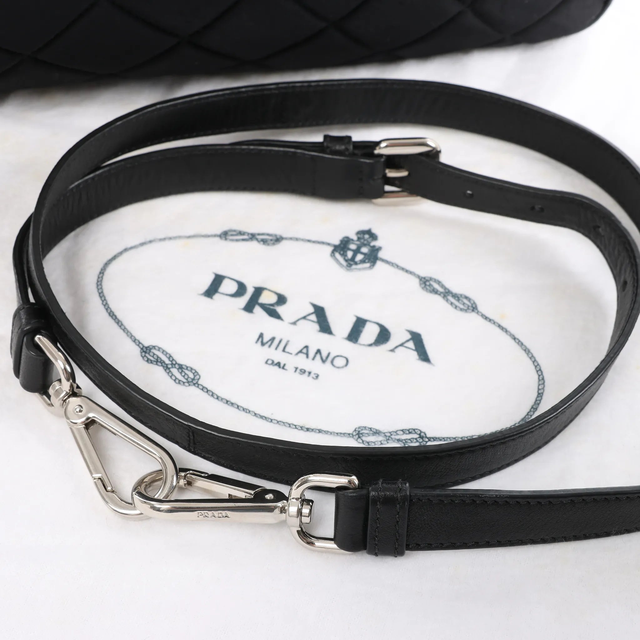 Prada Tessuto Impuntu Nylon x Leather 2Way Handbag in Black BL0722