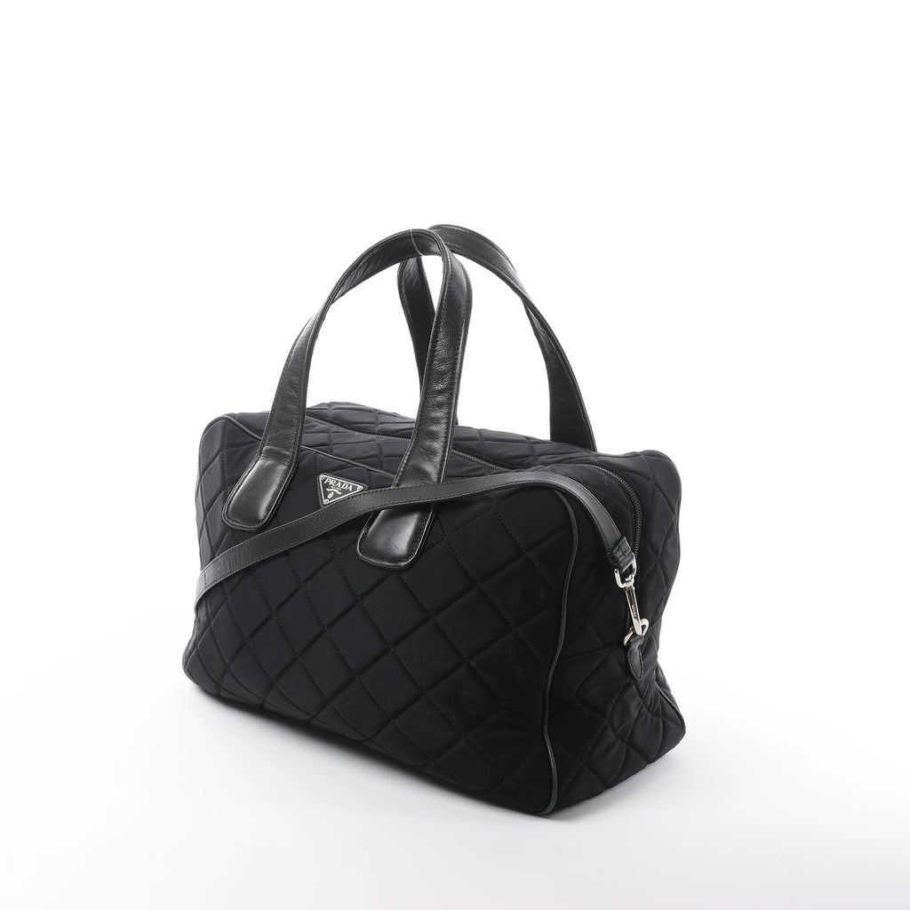 Prada Tessuto Impuntu Nylon x Leather 2Way Handbag in Black BL0722