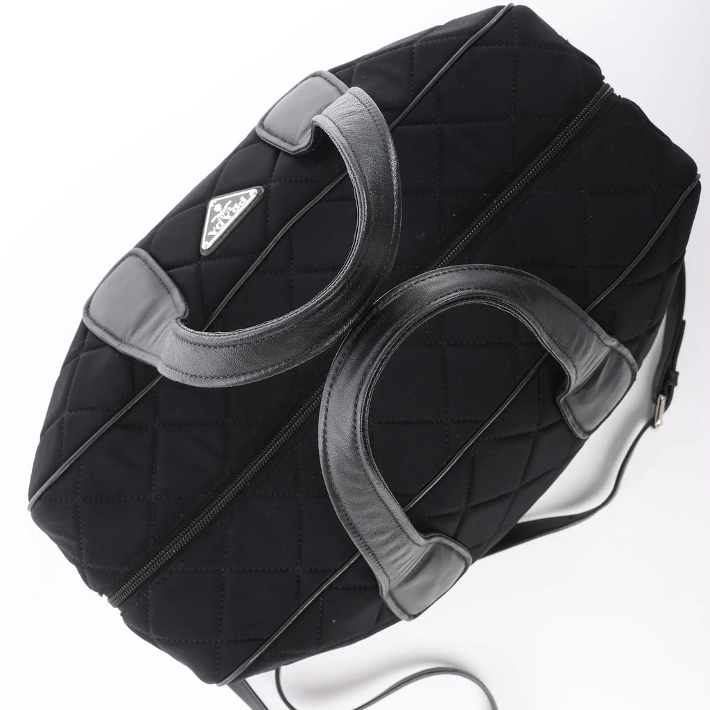 Prada Tessuto Impuntu Nylon x Leather 2Way Handbag in Black BL0722