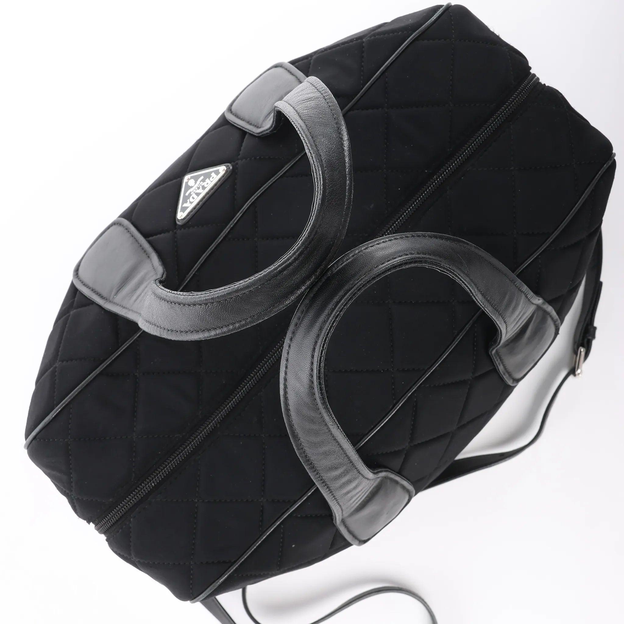 Prada Tessuto Impuntu Nylon x Leather 2Way Handbag in Black BL0722