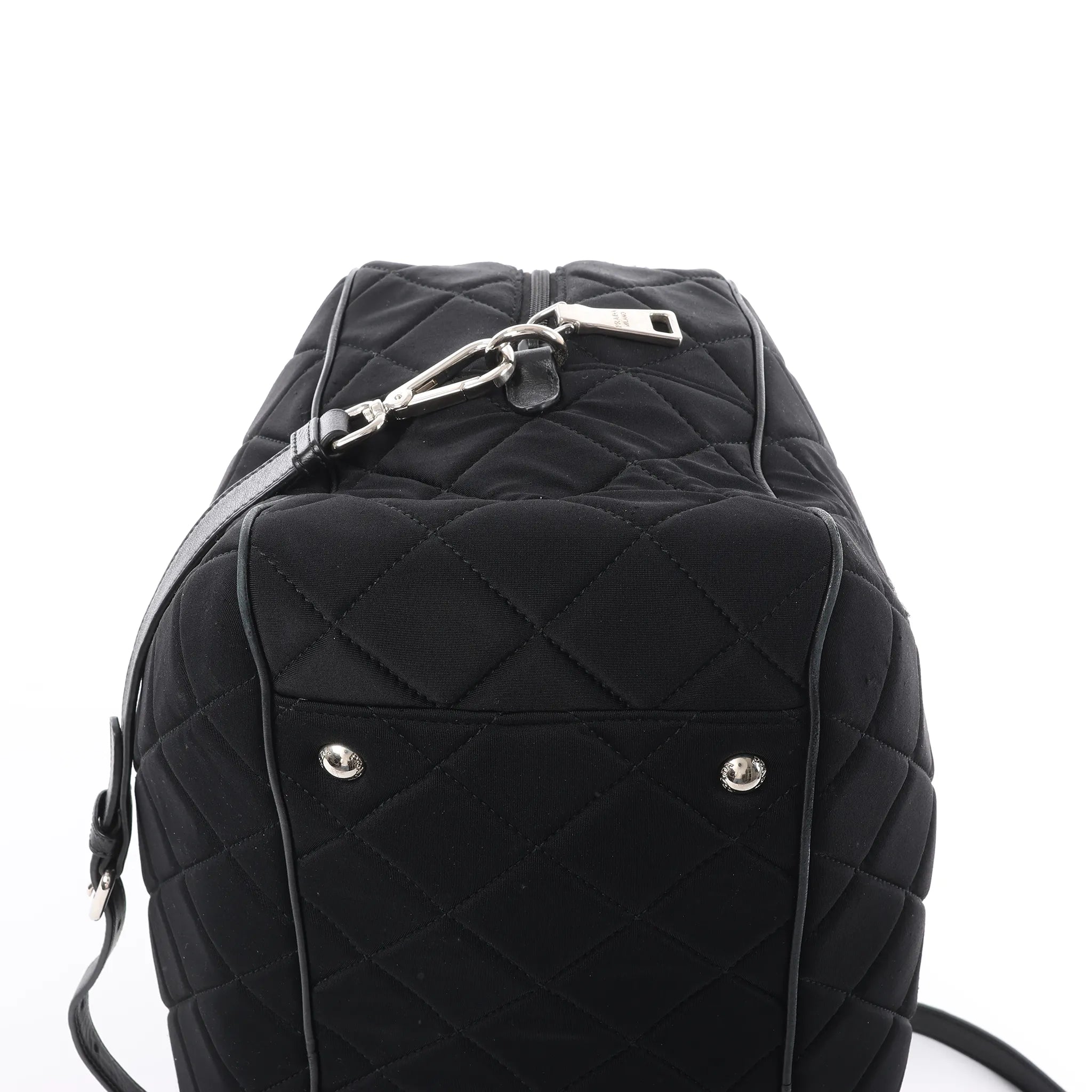 Prada Tessuto Impuntu Nylon x Leather 2Way Handbag in Black BL0722