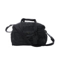 Prada Tessuto black nylon and leather 2-way handbag with dual top handles, detachable shoulder strap, front zip pocket and Prada triangle logo plaque.