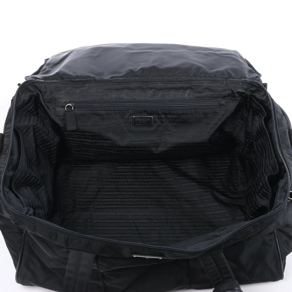 Prada Tessuto Nylon x Leather 2Way Travel Bag in Black 7V362