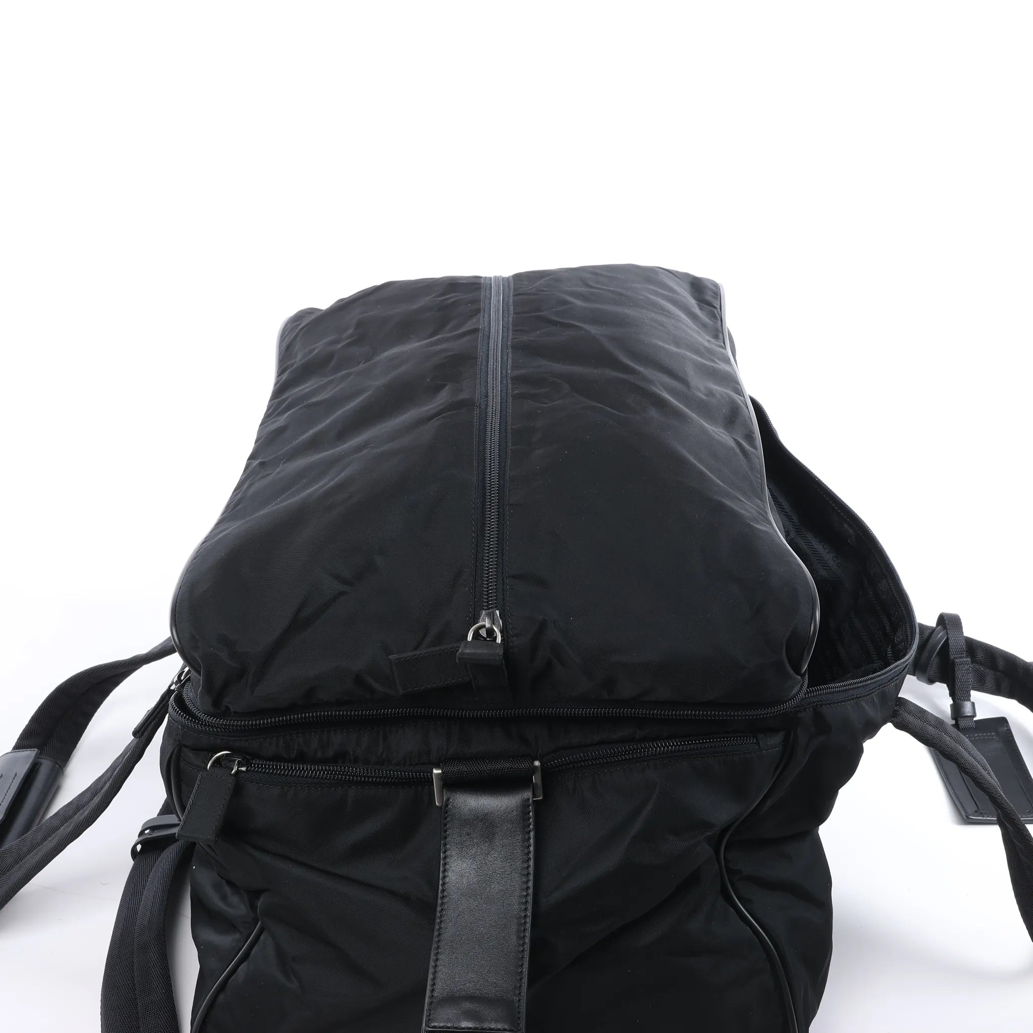Prada Tessuto Nylon x Leather 2Way Travel Bag in Black 7V362
