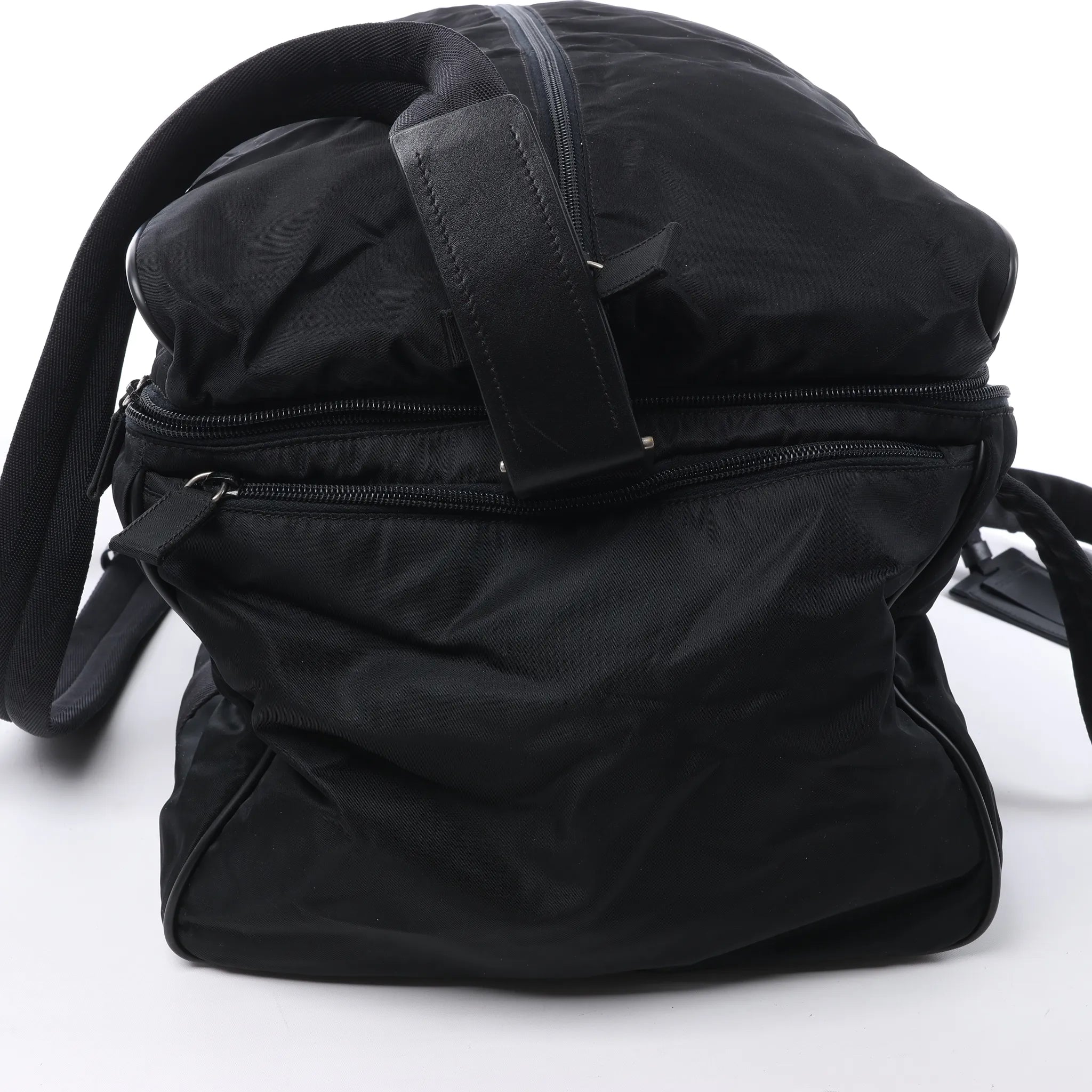 Prada Tessuto Nylon x Leather 2Way Travel Bag in Black 7V362