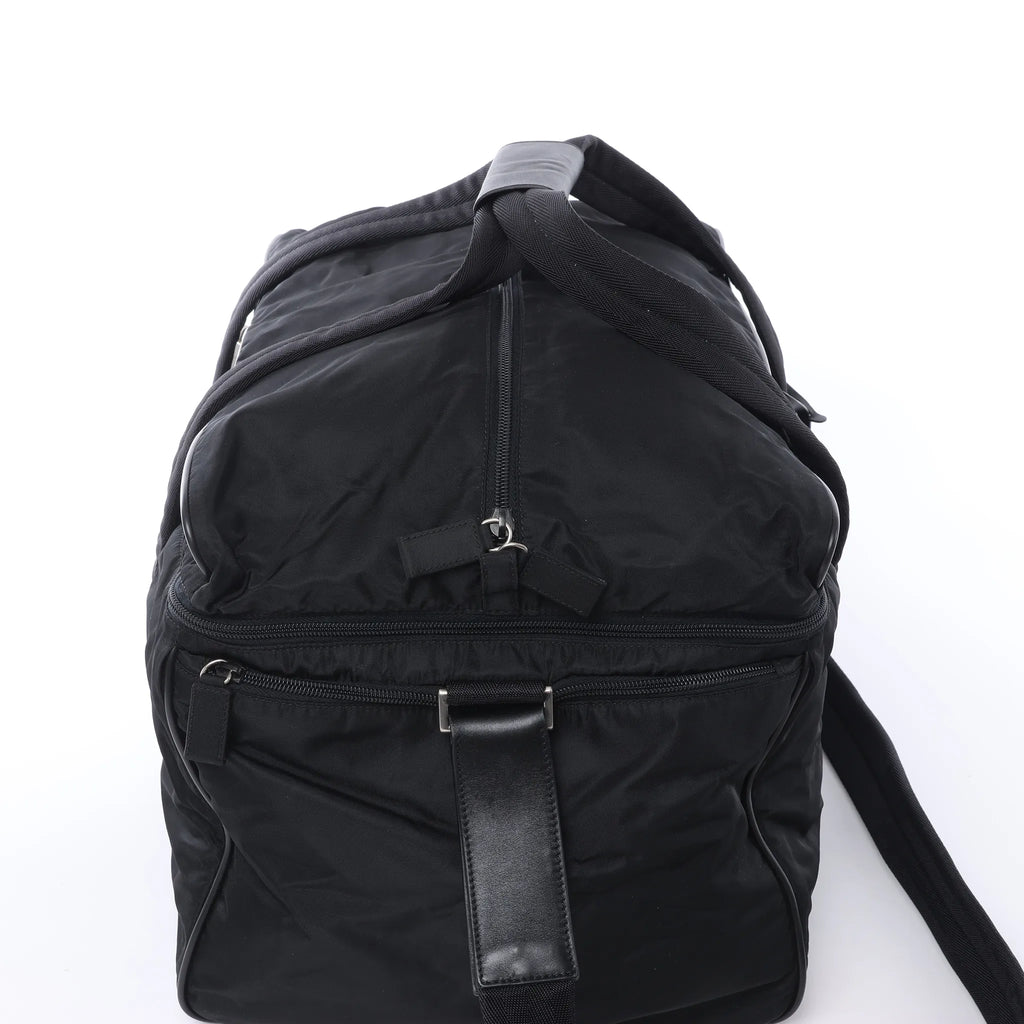 Prada Tessuto Nylon x Leather 2Way Travel Bag in Black 7V362