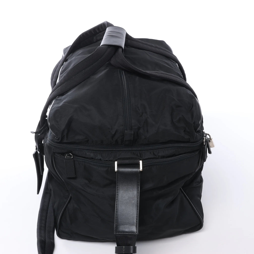 Prada Tessuto Nylon x Leather 2Way Travel Bag in Black 7V362