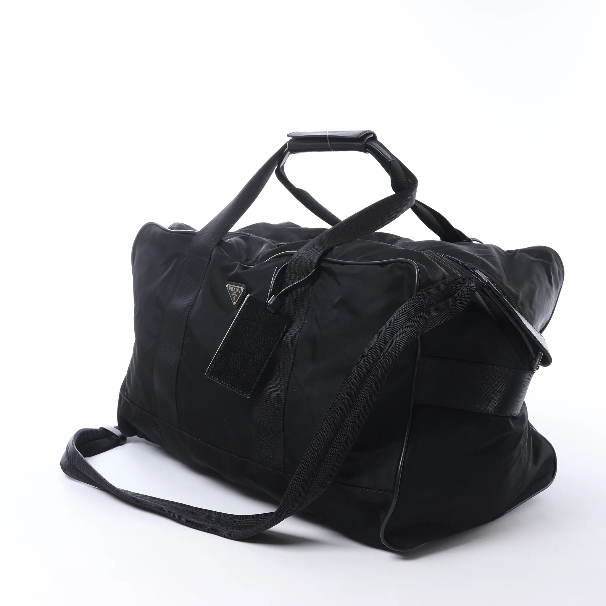 Prada Tessuto Nylon x Leather 2Way Handbag in Black V70