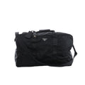Prada Tessuto black nylon and leather 2Way travel bag with dual top handles, detachable shoulder strap, zip-top closure and signature Prada triangle logo plaque.