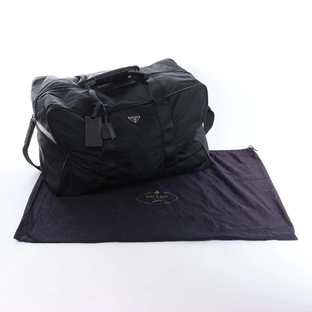 Prada Tessuto Nylon x Leather 2Way Travel Bag in Black