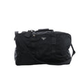 Prada Tessuto black nylon and leather 2Way travel bag with dual top handles, detachable shoulder strap, zip-top closure and signature Prada triangle logo plaque.