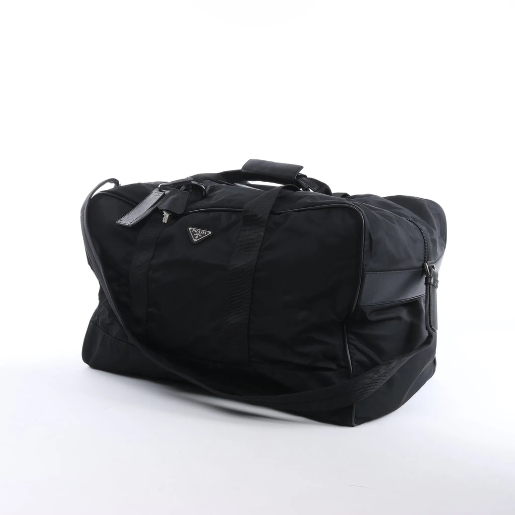 Prada Tessuto Nylon x Leather 2Way Travel Bag in Black