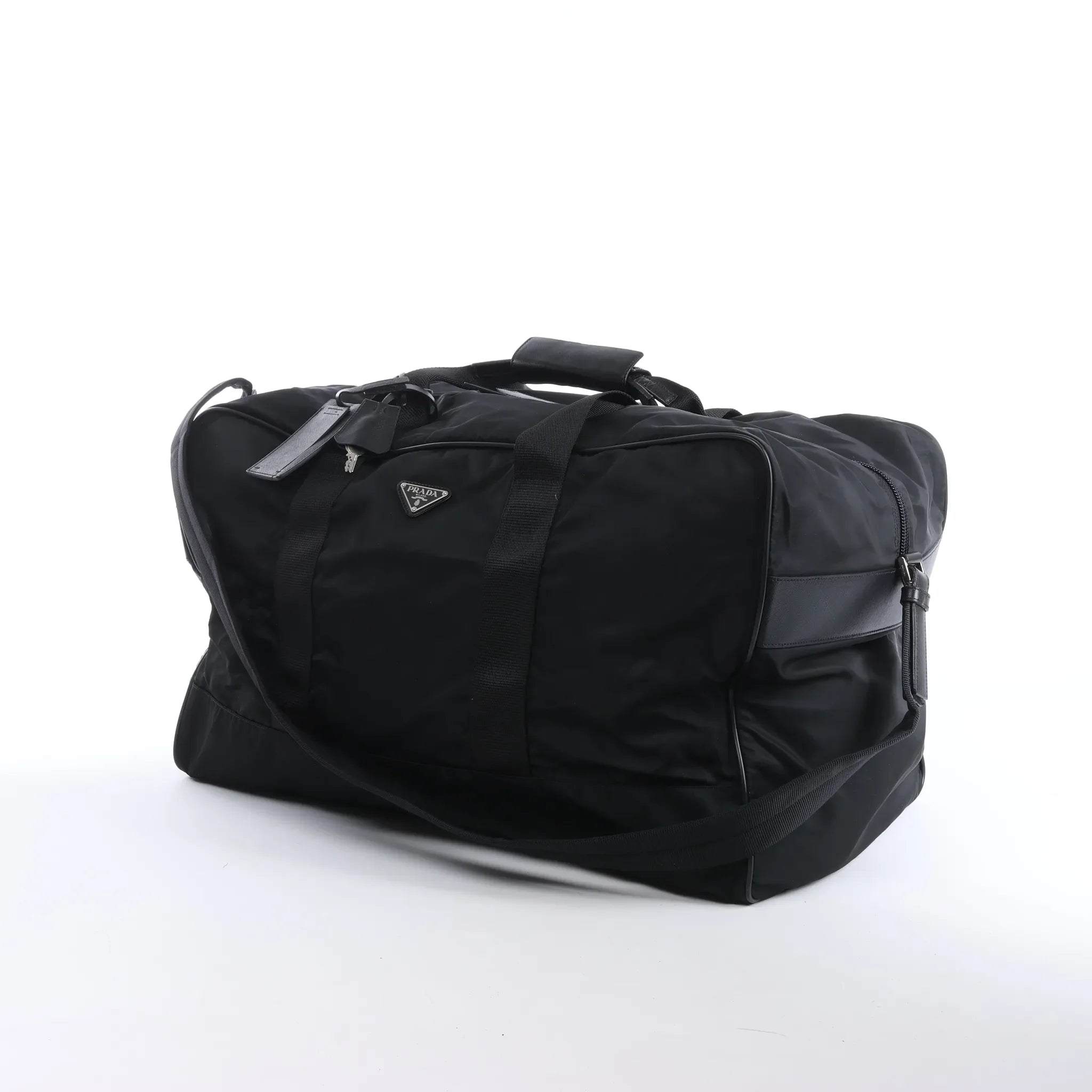 Prada Tessuto Nylon x Leather 2Way Travel Bag in Black