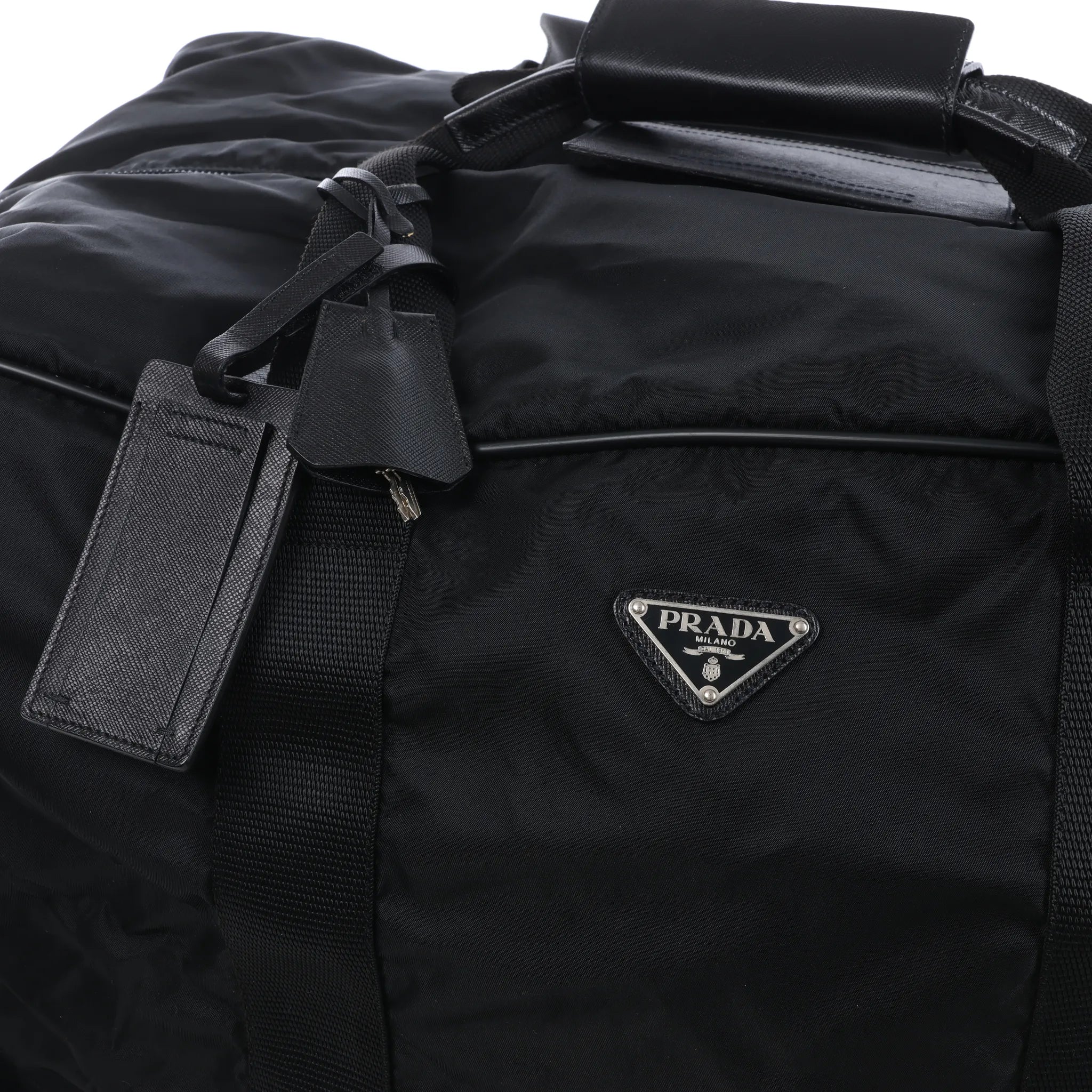 Prada Tessuto Nylon x Leather 2Way Travel Bag in Black