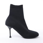 Prada Triangle Logo Leather x Fabric SOCK BOOTS in Black, Size EU 38