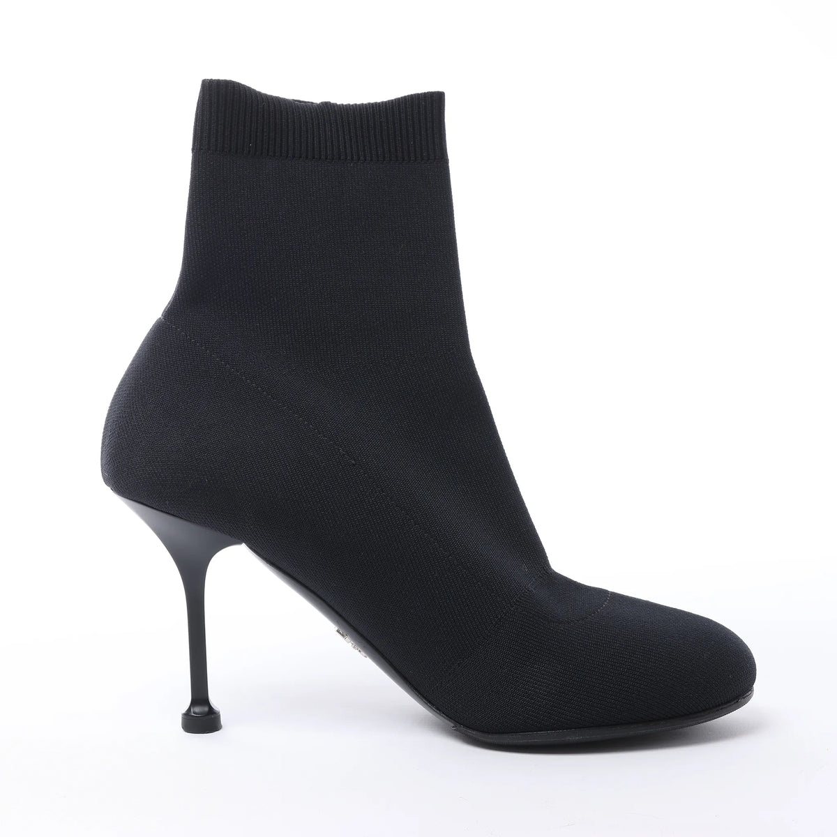 Prada Triangle Logo Leather x Fabric SOCK BOOTS in Black, Size EU 38