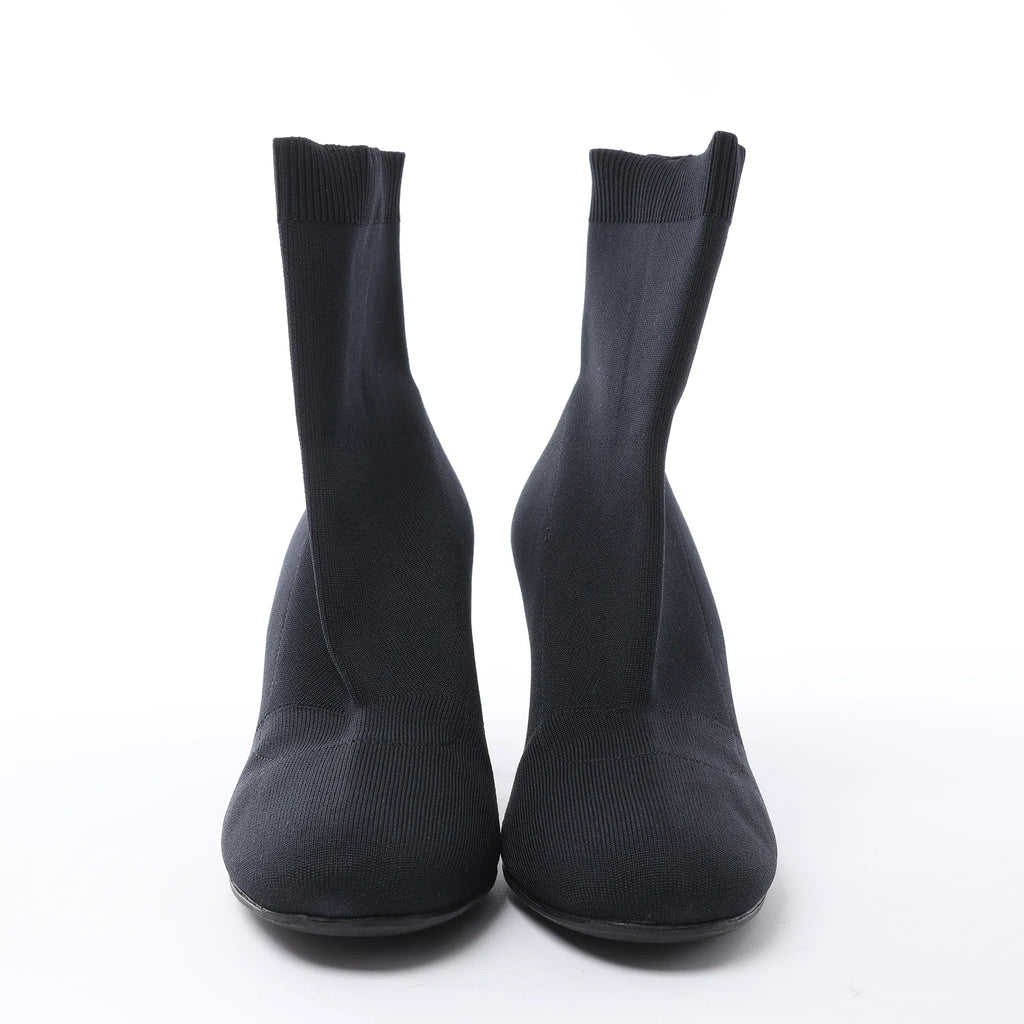 Prada Triangle Logo Leather x Fabric SOCK BOOTS in Black, Size EU 38
