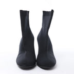Prada Triangle Logo Leather x Fabric SOCK BOOTS in Black, Size EU 38