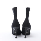 Prada Triangle Logo Leather x Fabric SOCK BOOTS in Black, Size EU 38