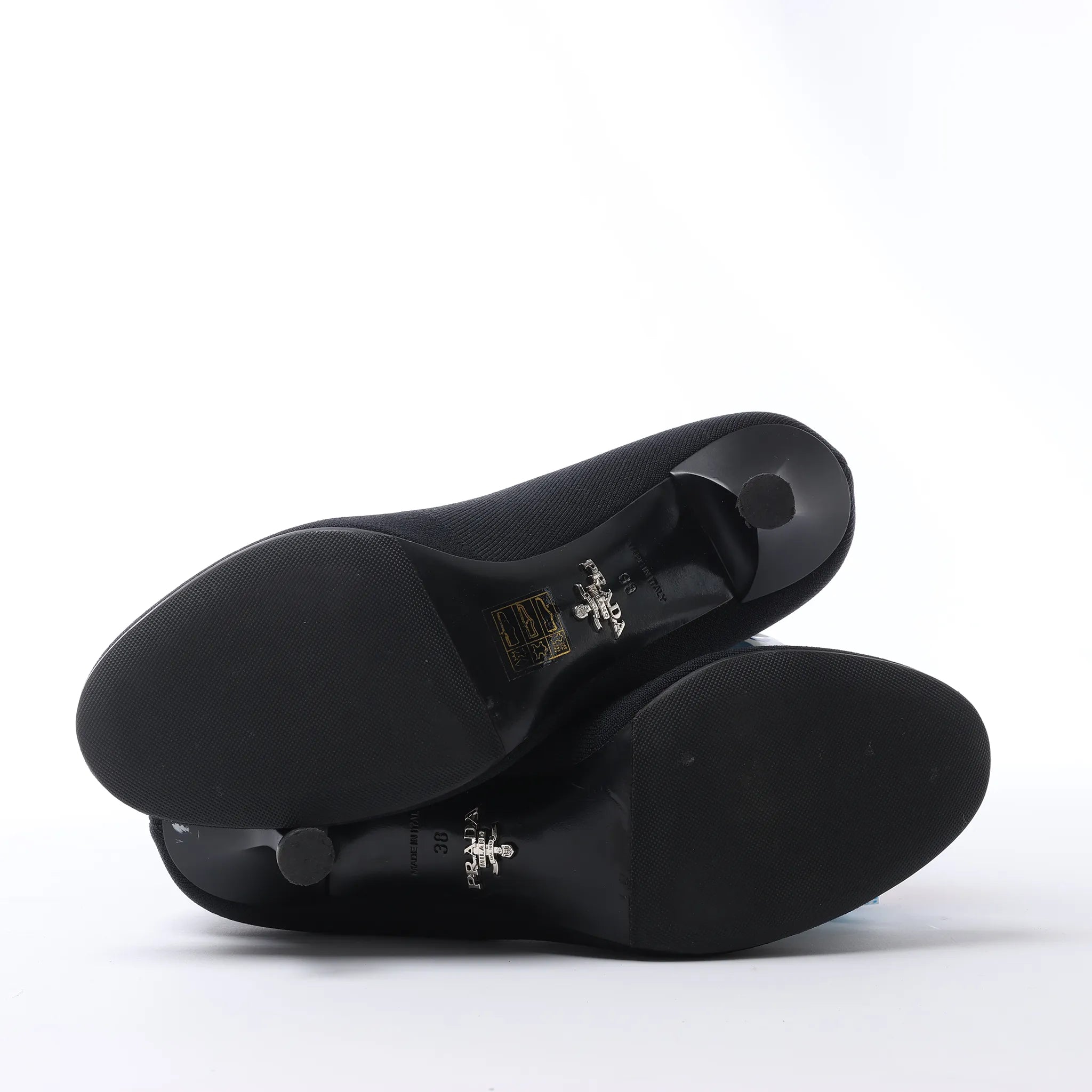 Prada Triangle Logo Leather x Fabric SOCK BOOTS in Black, Size EU 38