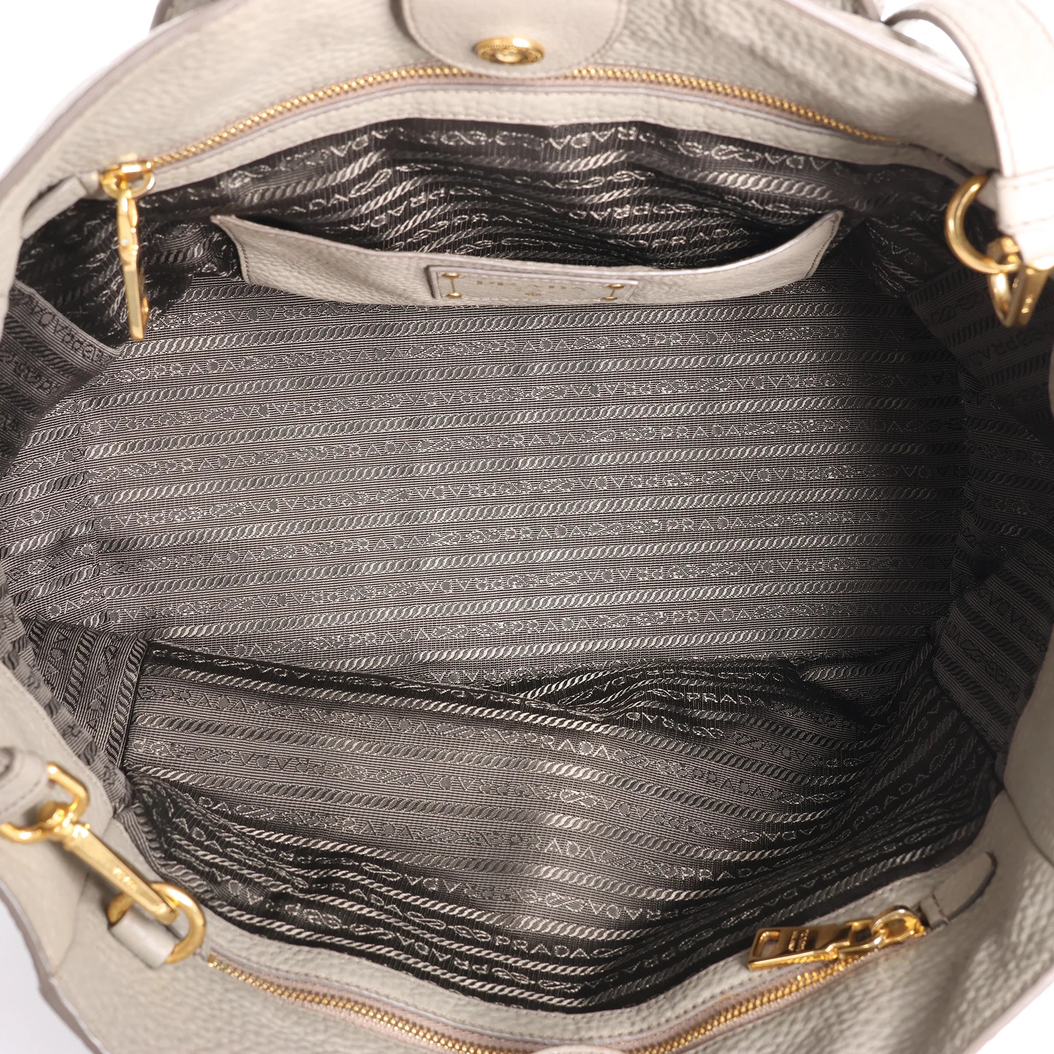 Prada Vitello Daino Leather 2Way Handbag in Gray