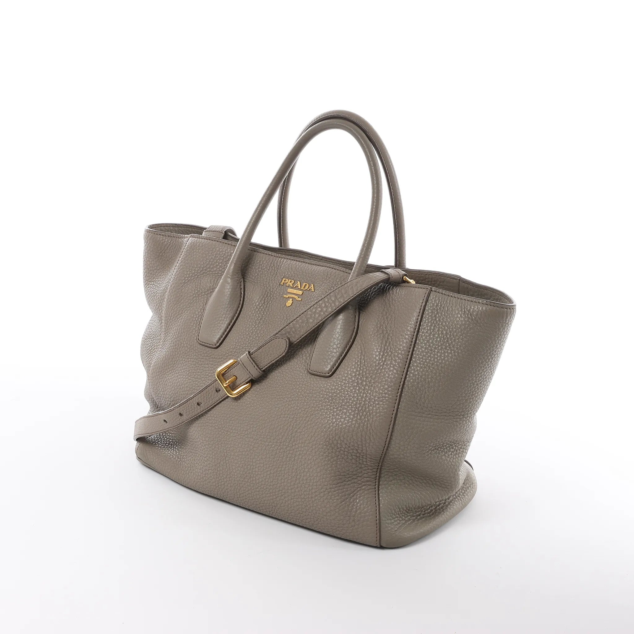 Prada Vitello Daino Leather 2Way Handbag in Gray