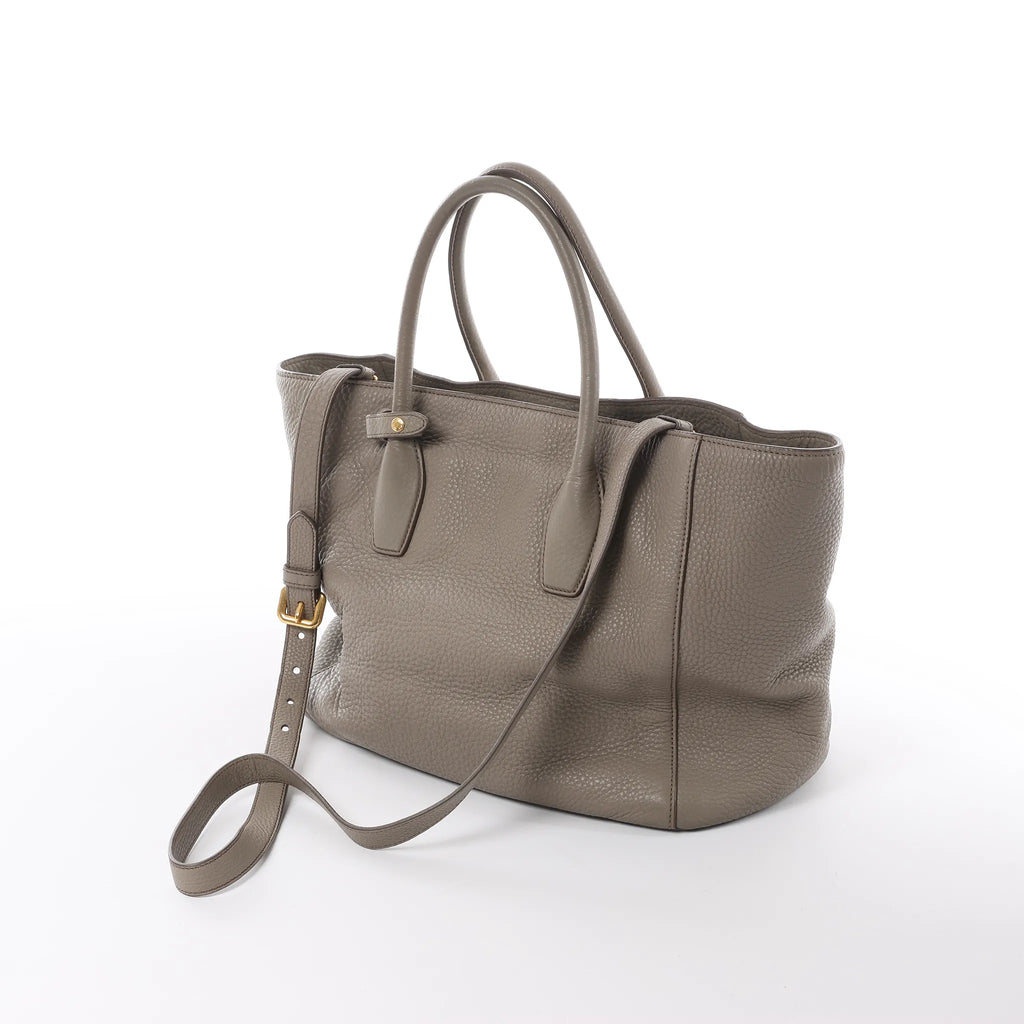Prada Vitello Daino Leather 2Way Handbag in Gray