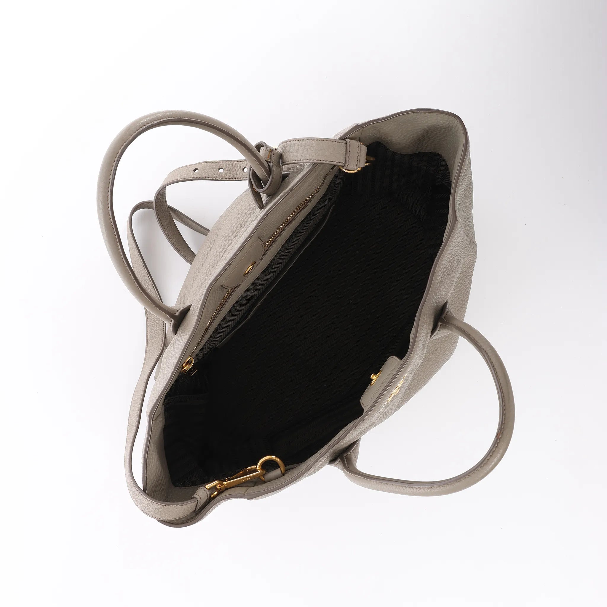 Prada Vitello Daino Leather 2Way Handbag in Gray