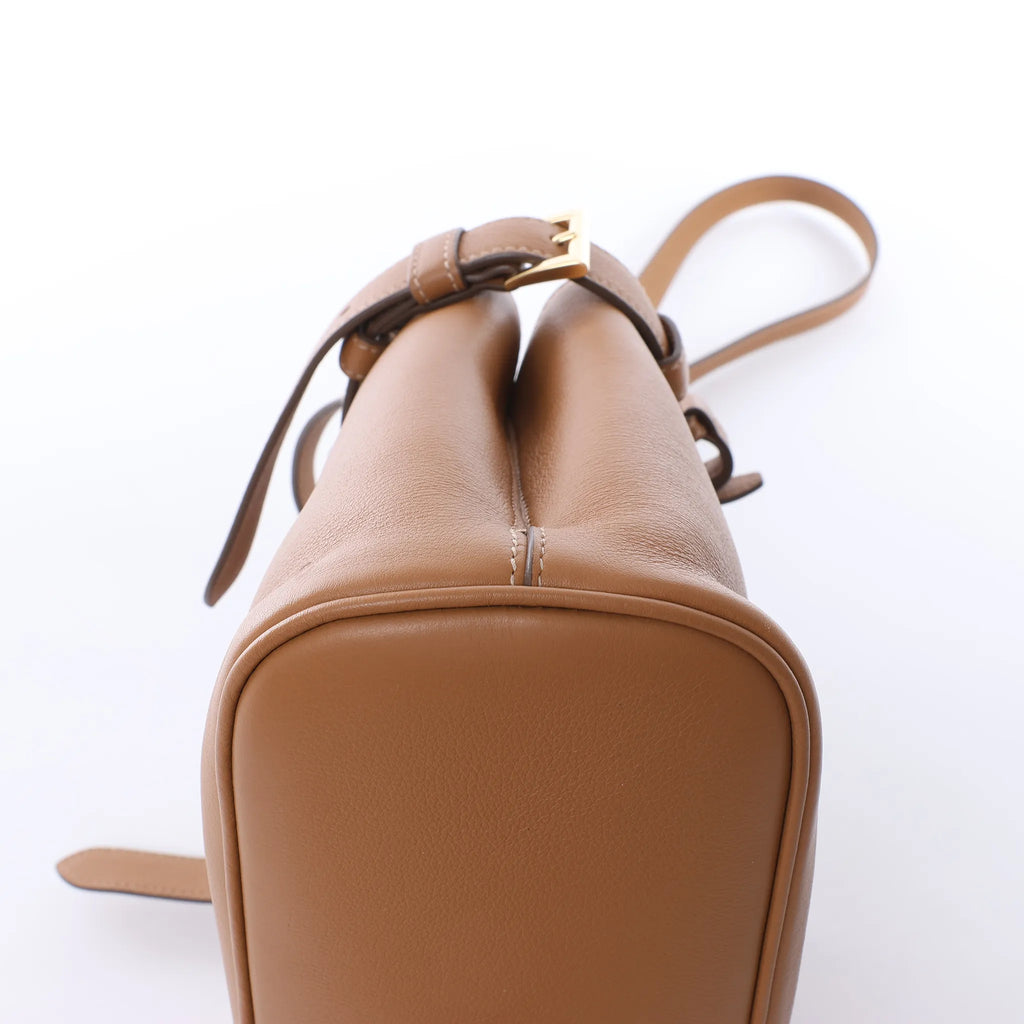 Prada Buckle Soft Grain Leather Small 2Way Handbag in Brown 1BA418