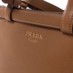 Prada Buckle Soft Grain Leather Small 2Way Handbag in Brown 1BA418