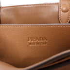 Prada Buckle Soft Grain Leather Small 2Way Handbag in Brown 1BA418