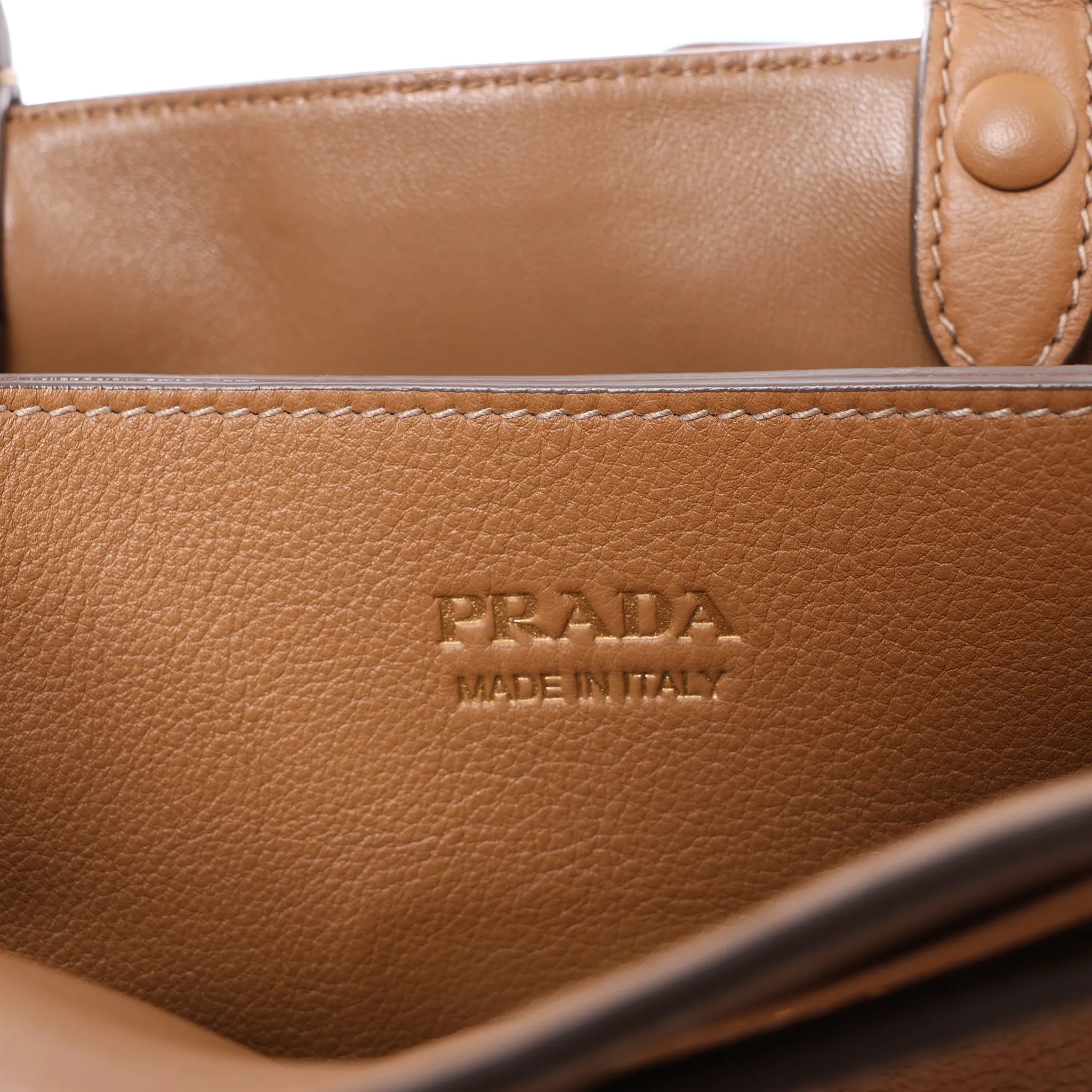 Prada Buckle Soft Grain Leather Small 2Way Handbag in Brown 1BA418