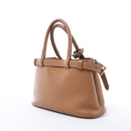Prada Buckle Soft Grain Leather Small Handbag in Brown