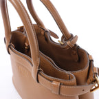 Prada Buckle Soft Grain Leather Small Handbag in Brown