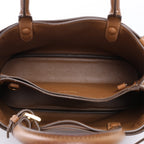 Prada Buckle Soft Grain Leather Small Handbag in Brown