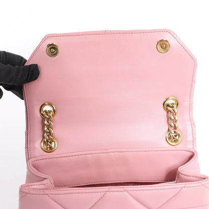 Prada Spectrum Kleine Schultertasche aus Leder mit Kette in Rosa