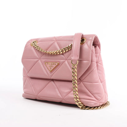 Prada Spectrum Kleine Schultertasche aus Leder mit Kette in Rosa