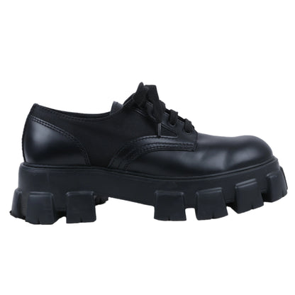 Prada Monolith Nylon & Leather Leather Loafers in Black 2EE342, Size 42 EU
