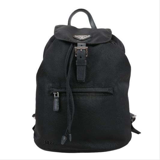 Prada Tessuto Fabric x Leather Backpack in Black