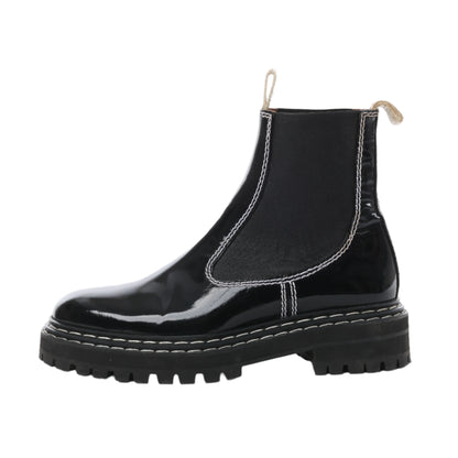Proenza Schouler Topstitched Leather Chelsea Boots in Black, Size 38.5 EU