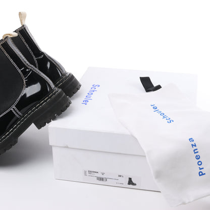 Proenza Schouler Topstitched Leather Chelsea Boots in Black, Size 38.5 EU