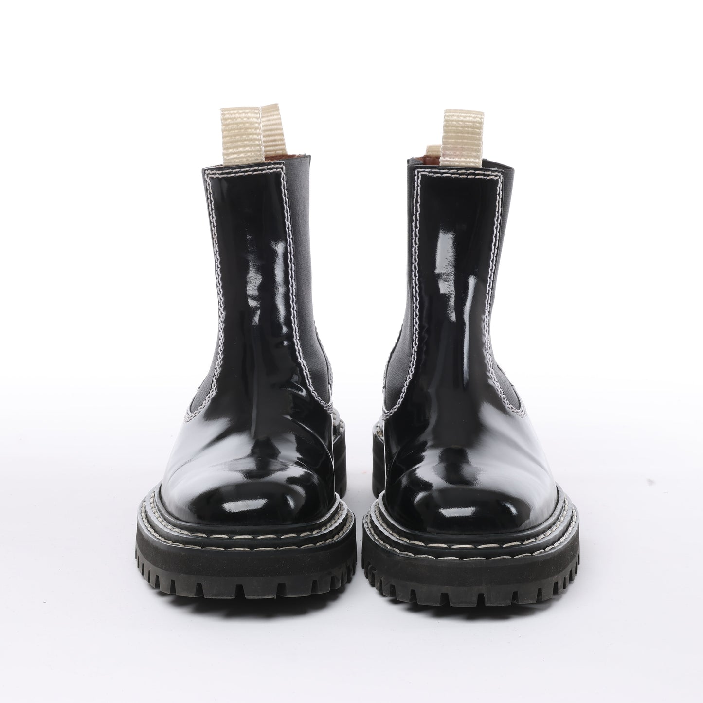 Proenza Schouler Topstitched Leather Chelsea Boots in Black, Size 38.5 EU