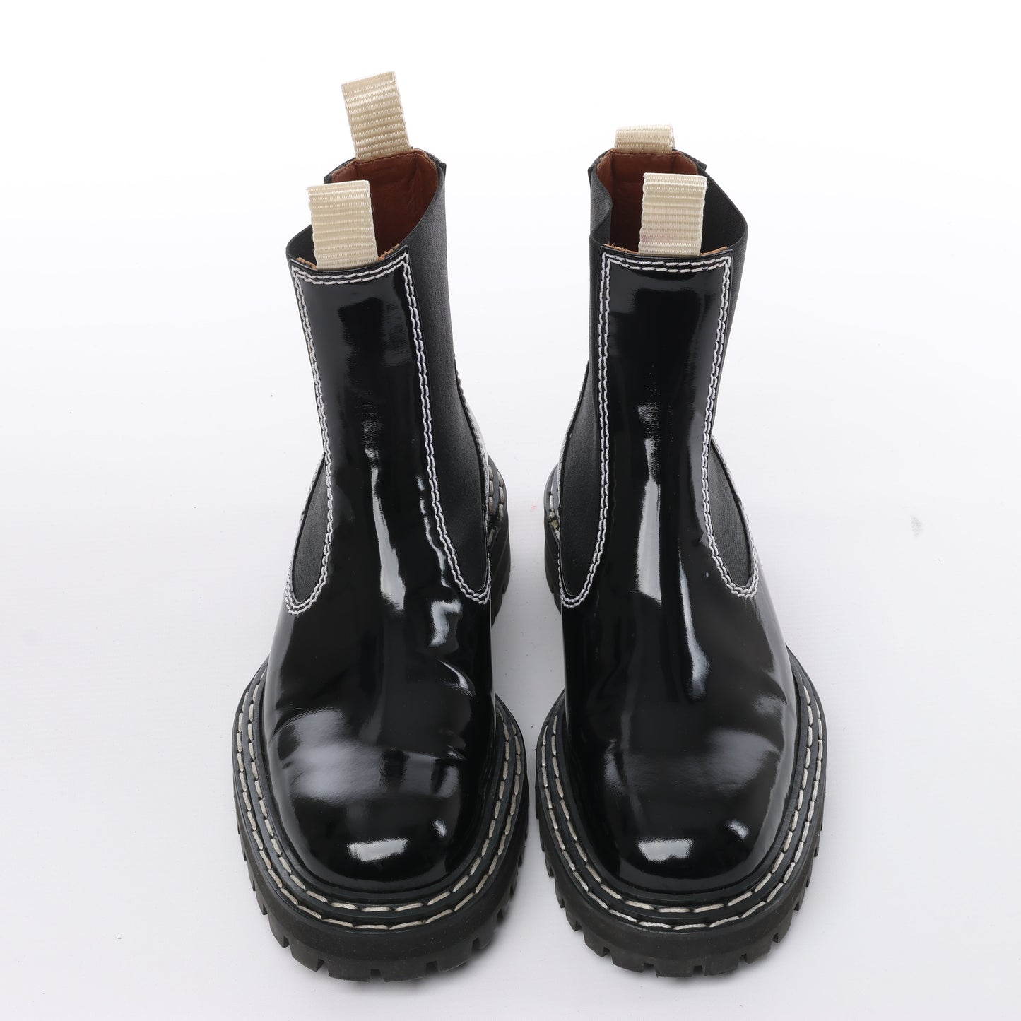 Proenza Schouler Topstitched Leather Chelsea Boots in Black, Size 38.5 EU