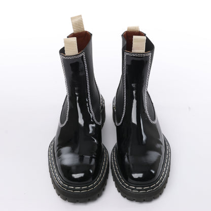 Proenza Schouler Topstitched Leather Chelsea Boots in Black, Size 38.5 EU