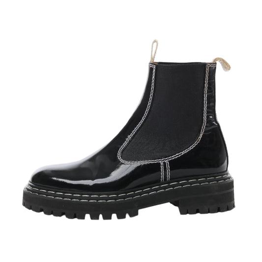 Proenza Schouler Topstitched Leather Chelsea Boots in Black, Size 38.5 EU