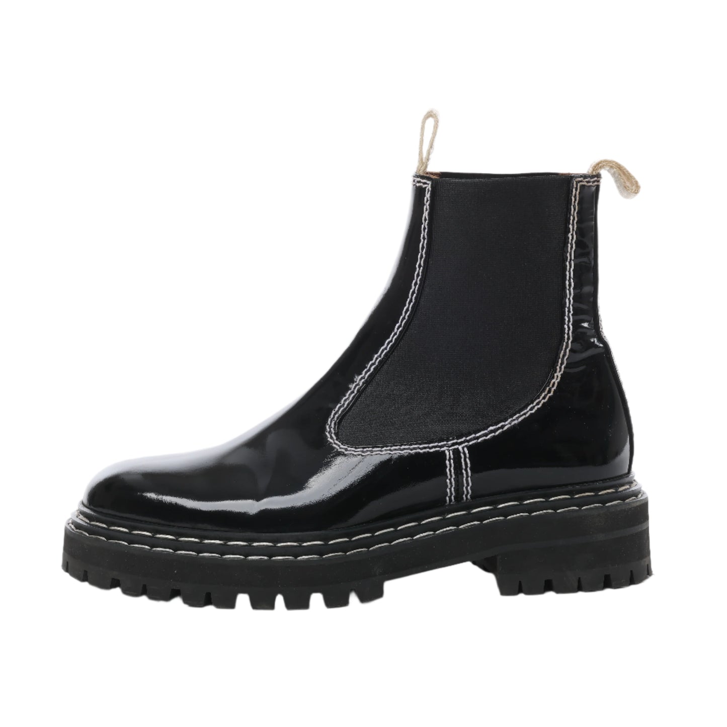 Proenza Schouler Topstitched Leather Chelsea Boots in Black, Size 38.5 EU