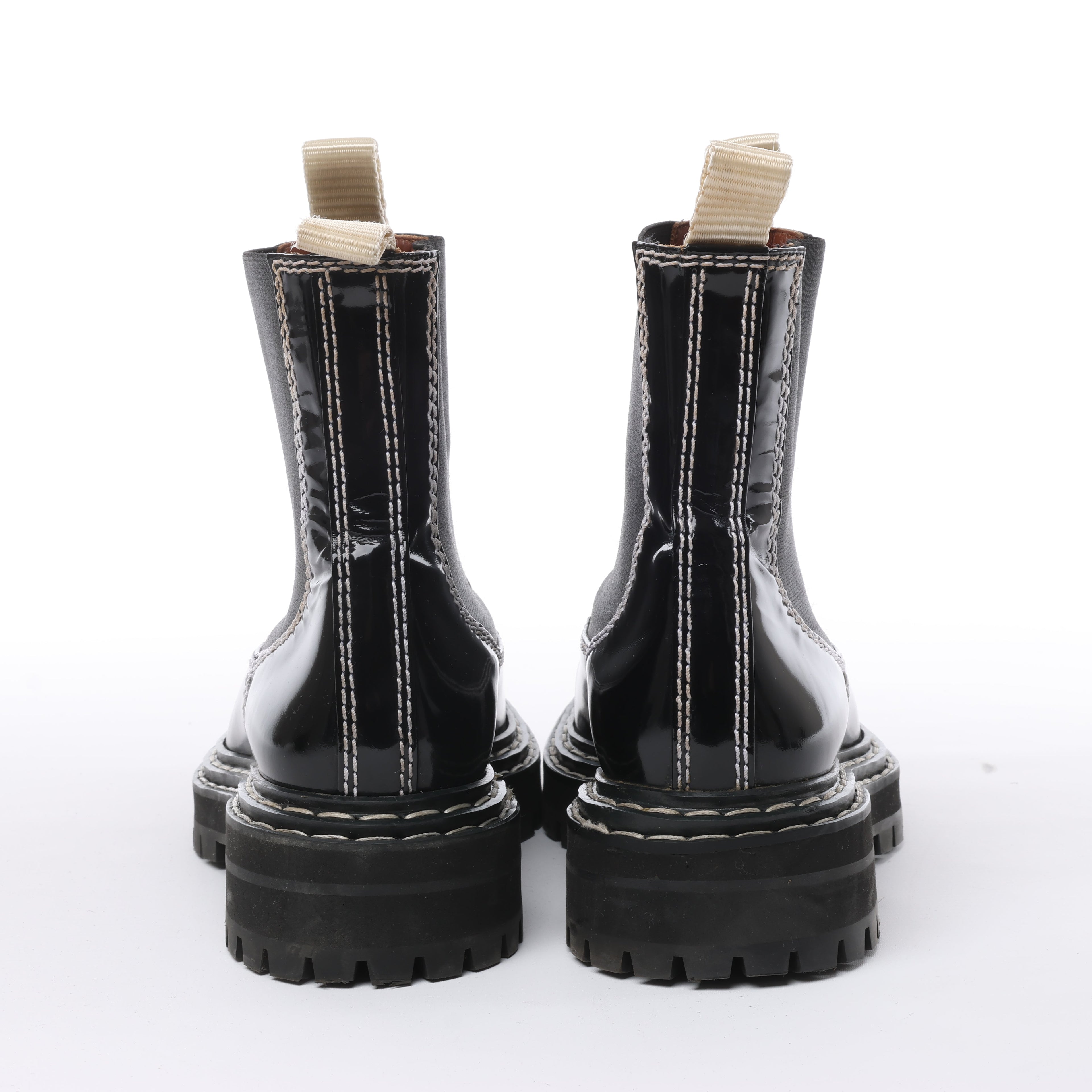 Proenza Schouler Topstitched Leather Chelsea Boots in Black, Size 38.5 EU